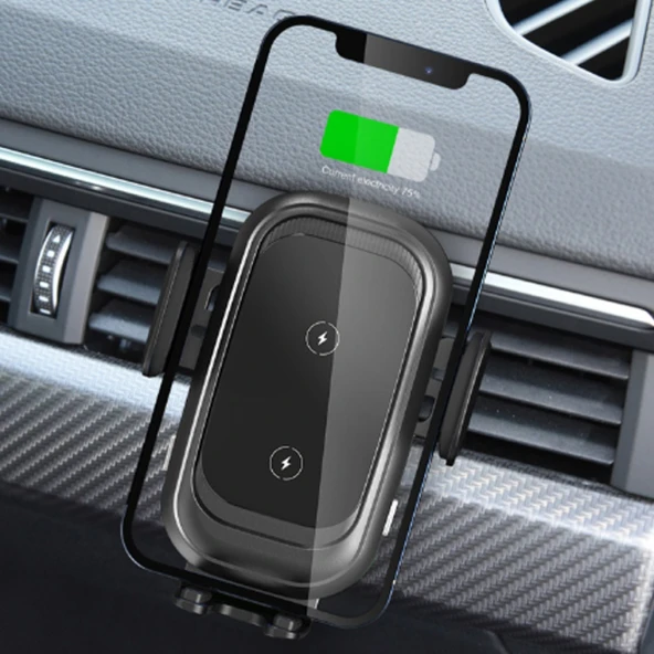 CW30 15W Hızlı Şarjlı Otomatik Araç İçi Havalandırma Telefon Tutucu (Siyah) - 3