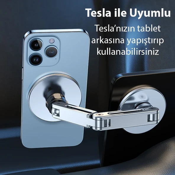 LF-256 Alüminyum Araç İçi Torpido Üstü Manyetik Telefon Tutucu (Gri) - 5