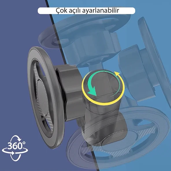 Mini Magsafe Uyumlu Masa  Koltuk Klipsli Manyetik Telefon Tutucu (Siyah) - 3