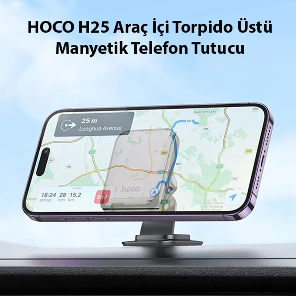 HOCO H25 Araç İçi Torpido Üstü Manyetik Telefon Tutucu (Siyah) - 2