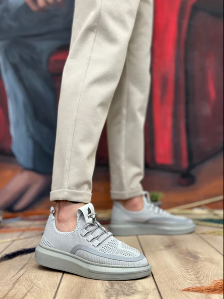 ET0375 Özel Örme Triko Tarz Gri Renk Spor Ayakkabı ürün görseli