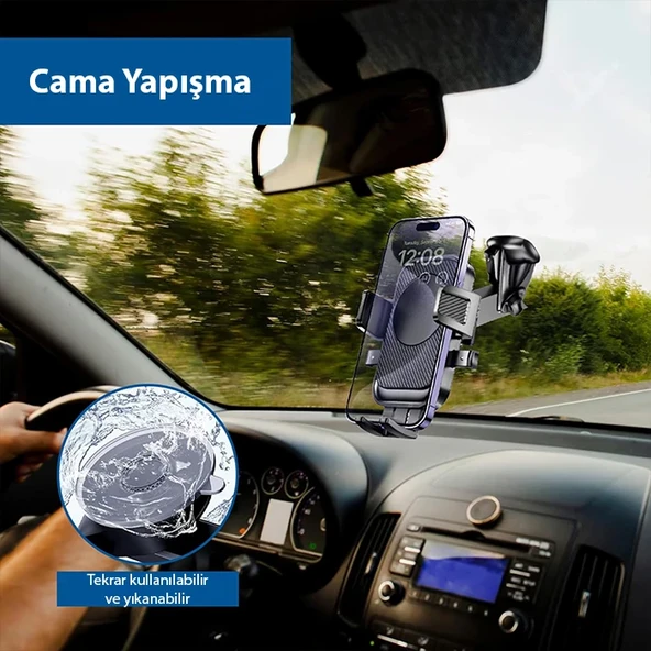 A145 Araç İçi Torpido Üstü Telefon Tutucu (Siyah) - 3