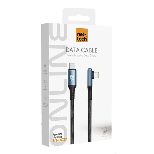 Nettech NT-DC37 30W Plastik 100 Cm Type-C To Lightning Şarj ve Data Kablosu (Siyah) - 2