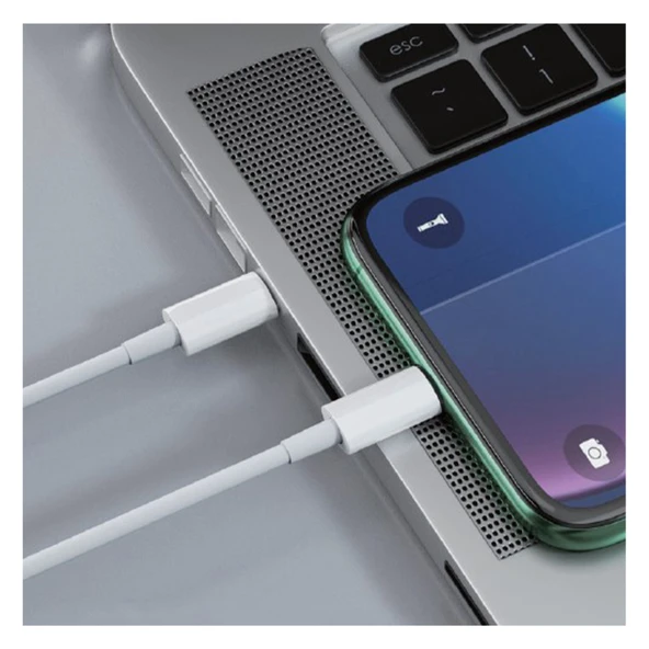 Nettech NT-DC10 2.4A Plastik 100 Cm Type-C To Lightning Şarj ve Data Kablosu (Beyaz) - Resim 3