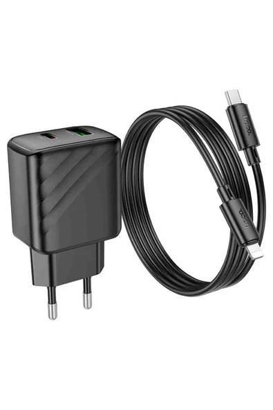 Hoco CS23A Sunlight 30W Type-C ve USB 3.0 QC Çıkışlı Type-C to Type-C Kablolu PD Hızlı Şarj Aleti - Resim 2