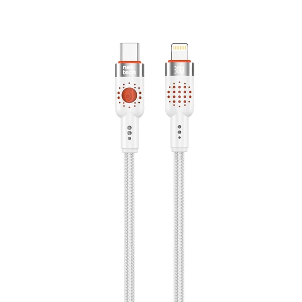 Nettech NT-DC33 30W Plastik 100 Cm Type-C To Lightning Şarj ve Data Kablosu (Beyaz)