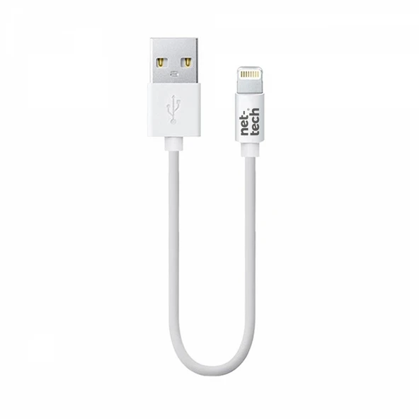 Nettech NT-26 Plastik 20 Cm Lightning Şarj ve Data Kablosu (Beyaz)