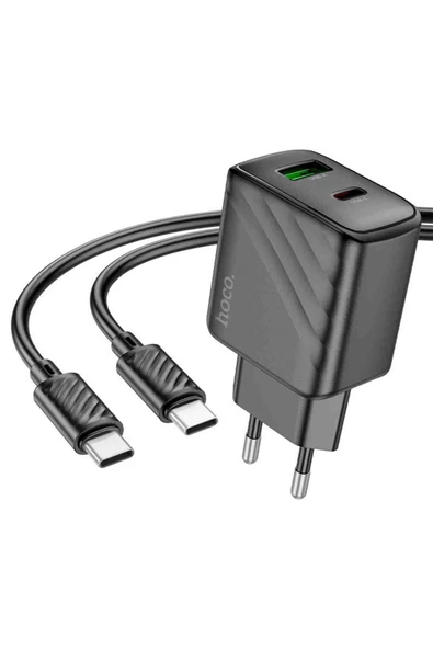 Hoco CS23A Sunlight 30W Type-C ve USB 3.0 QC Çıkışlı Type-C to Type-C Kablolu PD Hızlı Şarj Aleti - Resim 6