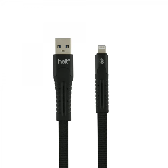 Helt HT-DC02 İp Örgü 120 Cm Lightning Şarj ve Data Kablosu (Siyah)