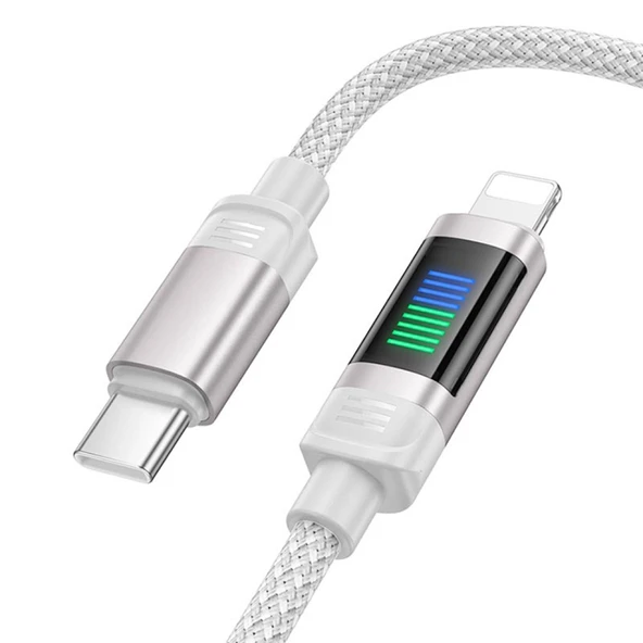 HOCO U126 Lantern 100W Type-C to iPhone Lightning Hızlı Data ve Şarj Kablosu (Gri) - 3