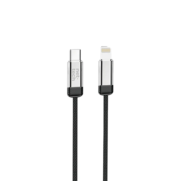 Nettech NT-DC46 30W Plastik 100 Cm Type-C To Lightning Şarj ve Data Kablosu (Siyah)