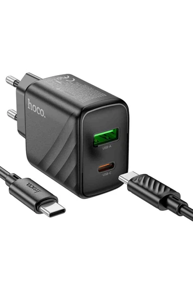 Hoco CS23A Sunlight 30W Type-C ve USB 3.0 QC Çıkışlı Type-C to Type-C Kablolu PD Hızlı Şarj Aleti - Resim 7