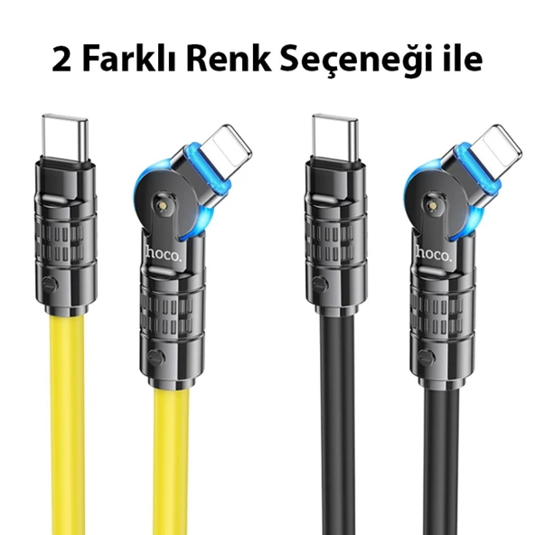 HOCO U118 Döner Başlıklı PD to iPhone Lightning Hızlı Şarj ve Veri Kablosu (Siyah) - 4