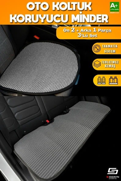 S-Dizayn Oto Koltuk Koruyucu Alt Minder Füme Universal 2+1 Parça Ön Arka A+ Kalite ürün görseli 1