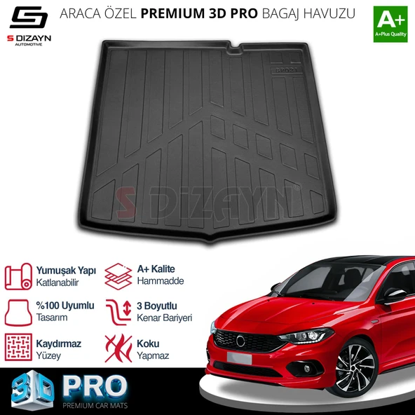 S-Dizayn Fiat Egea HB 3D Pro Bagaj Havuzu 2016 Üzeri A+ Kalite ürün görseli