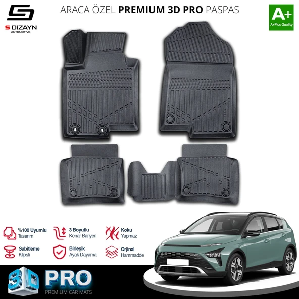 S-Dizayn Hyundai Bayon 3D Pro Havuzlu Paspas 2021 Üzeri A+ Kalite ürün görseli