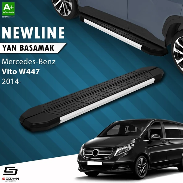 S-Dizayn Mercedes Vito W447 Kısa Şase NewLine Aluminyum Yan Basamak 233 Cm 2014-2020 A+ Kalite ürün görseli