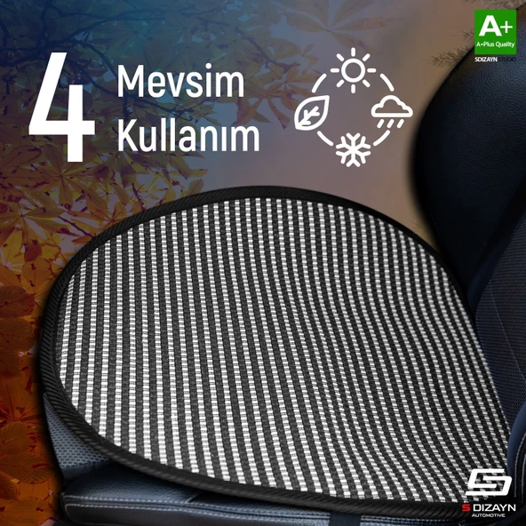 S-Dizayn Oto Koltuk Koruyucu Alt Minder Çizgili Füme Beyaz Universal 2+1 Parça Ön Arka A+ Kalite - 4
