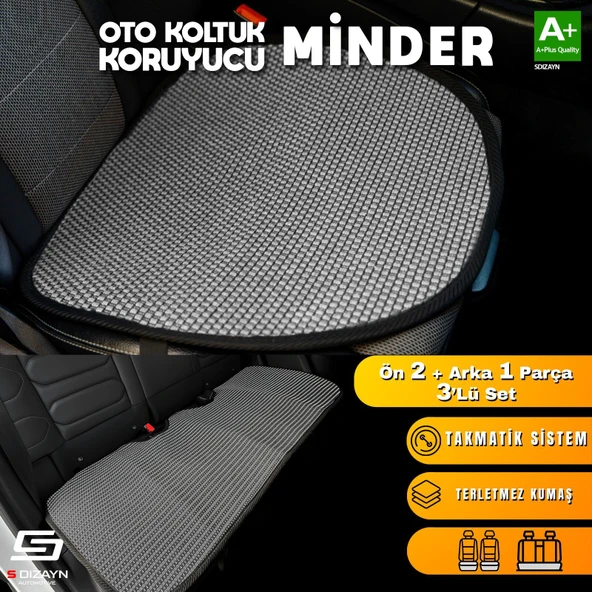 S-Dizayn Oto Koltuk Koruyucu Alt Minder Füme Universal 2+1 Parça Ön Arka A+ Kalite - Resim 2