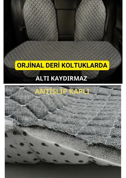 Toyota Corolla Hybrid 2019 Sonrası Terletmez Kaymaz Keten Oto Minder Kılıf Komple Set(7Parça) Füme - 4