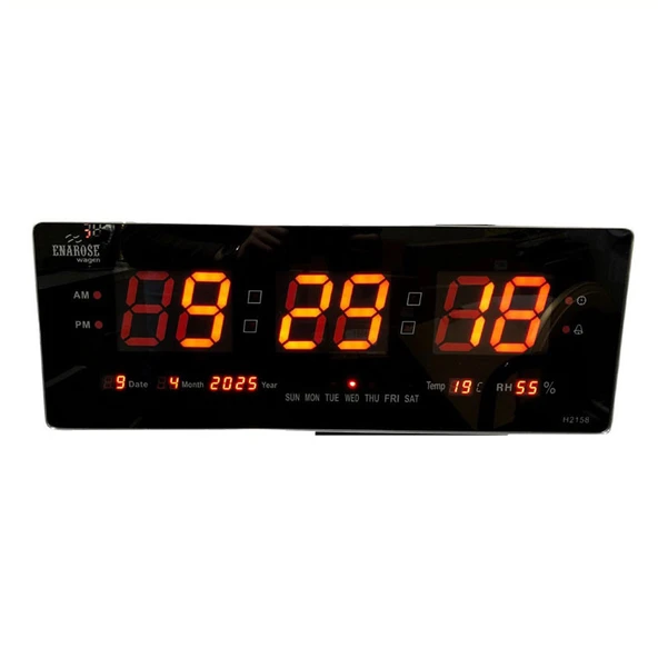 Enarose Elektrikli Dijital Duvar Saati E2158 Krom