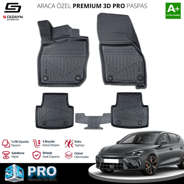 S-Dizayn Cupra Leon 3D Pro Havuzlu Paspas 2023 Üzeri A+ Kalite ürün görseli