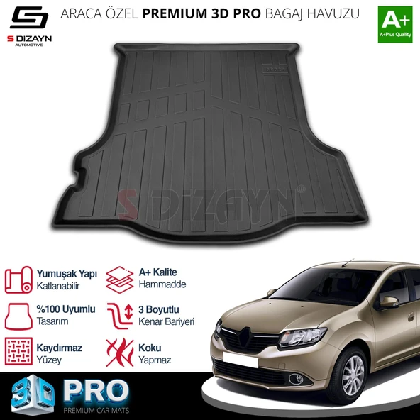 S-Dizayn Renault Symbol 3D Pro Bagaj Havuzu 2013 Üzeri A+ Kalite ürün görseli