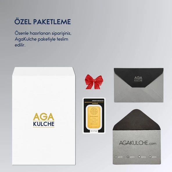 AgaKulche Argor Heraeus 100 gr Kinebar 24 Ayar 999.9 Külçe Altın - 3