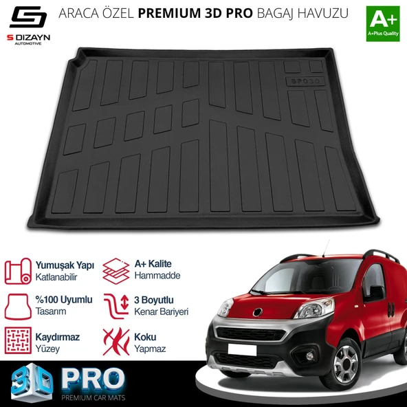 S-Dizayn Fiat Fiorino 3D Pro Bagaj Havuzu 2008-2016 A+ Kalite ürün görseli