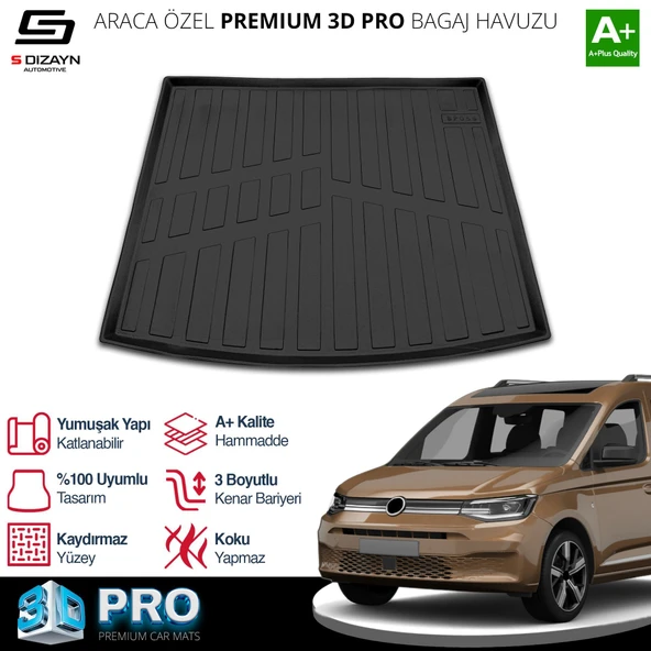 S-Dizayn VW Caddy 3D Pro Bagaj Havuzu 2020 Üzeri A+ Kalite ürün görseli