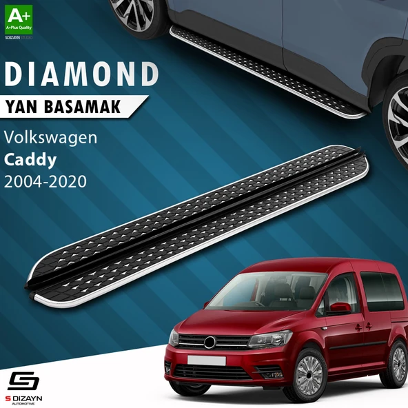 S-Dizayn VW Caddy 3 Uzun Şase Diamond Krom Yan Basamak 223 Cm 2004-2020 A+ Kalite ürün görseli