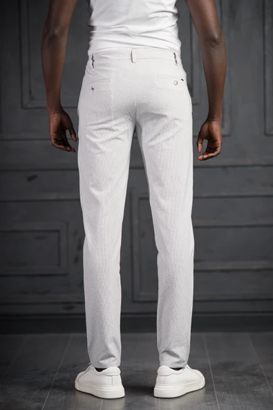 Slimfit Beli Lastikli Ve İplikli Likralı Çizgili Jogger Pantolon - Resim 10