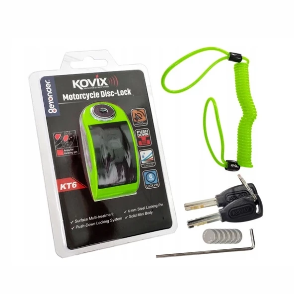 KOVIX KT6/CB-FG ALARMLI DİSK KİLİT YEŞİL - Resim 4