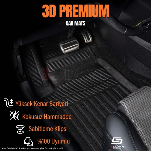 S-Dizayn Renault Express Panelvan 3D Pro Havuzlu Paspas Ön 2'Li 2021 Üzeri A+ Kalite - 2