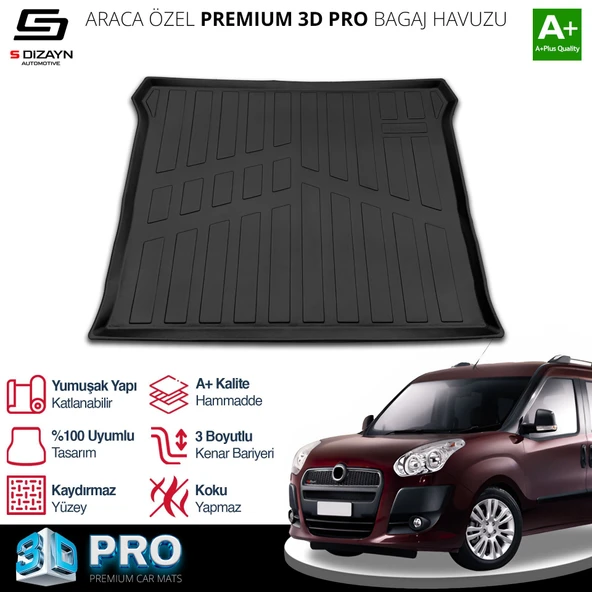 S-Dizayn Fiat Doblo Geniş Aile 3D Pro Bagaj Havuzu 2010-2022 A+ Kalite ürün görseli