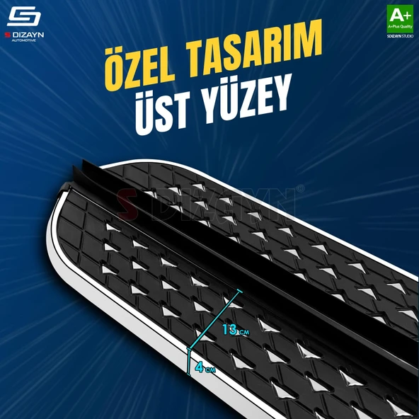 S-Dizayn Fiat Doblo Uzun Şase Diamond Krom Yan Basamak 223 Cm 2001-2010 A+ Kalite - Resim 3