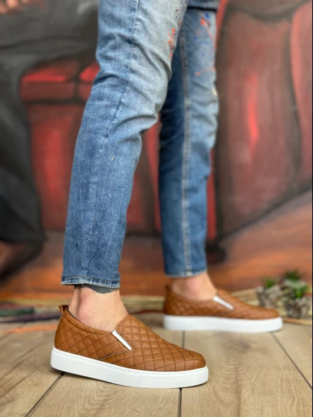 ET0353 Bağcıksız Kapitone Taba Günlük Erkek Ayakkabı - 2
