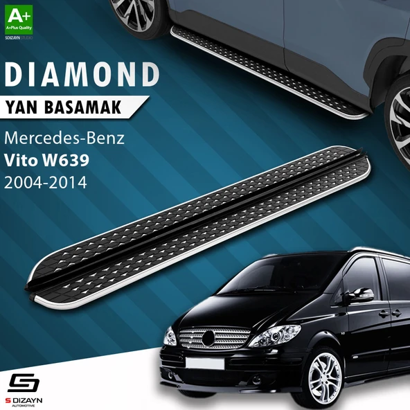 S-Dizayn Mercedes Vito W639 Uzun Şase Diamond Krom Yan Basamak 253 Cm 2004-2014 A+ Kalite ürün görseli