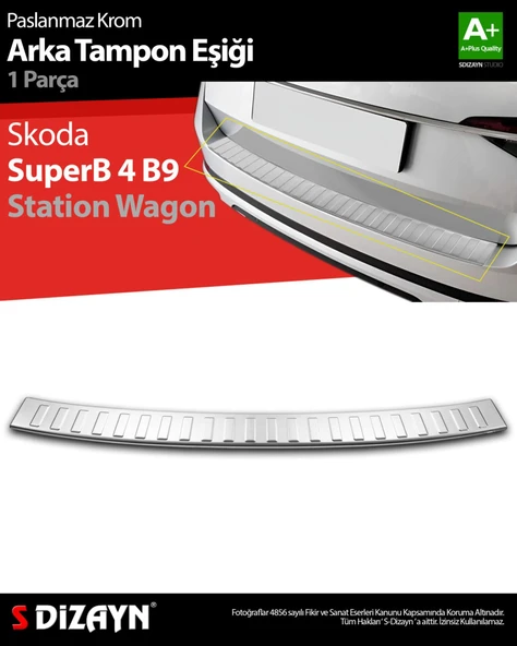 S-Dizayn Skoda SuperB B8 Makyajlı SW Krom Arka Tampon Eşiği 2019-2023 ürün görseli