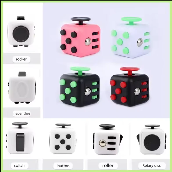 Fidget Cube-Yeni Nesil Stres Küpü Stres Oyuncağı Hand Game Yeşil - Beyaz