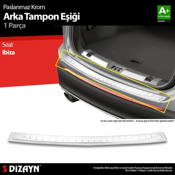 S-Dizayn Seat Ibiza Krom Arka Tampon Eşiği 2017 Üzeri A+ Kalite ürün görseli