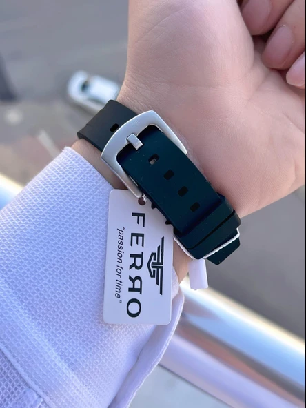 Ferro Silikon Kordon 5 Atm Suya Dayanıklı Fonksiyonları Aktif Spor Gençlere Özel Erkek Saati 1140.M1 - Resim 4