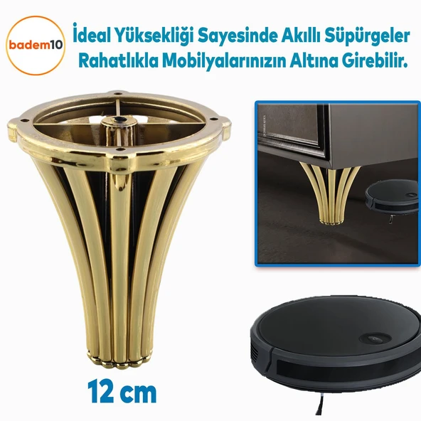 (4 ADET) İstanbul 12 cm Gold Altın Mobilya Kanepe Koltuk Tv Ünitesi Konsol Ayağı Ayak Ayakları - 4