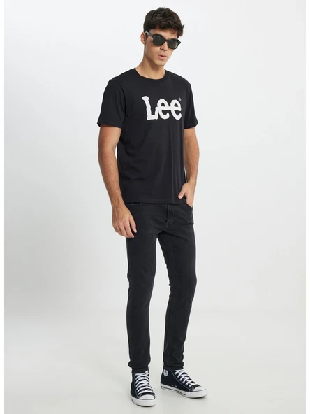 Lee Bisiklet Yaka Siyah Erkek T-Shirt ML65QAI01 Regular Fit Grafik