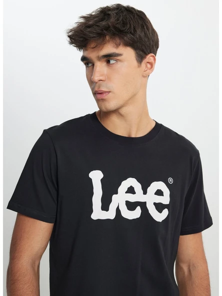 Lee Bisiklet Yaka Siyah Erkek T-Shirt ML65QAI01 Regular Fit Grafik - Resim 4