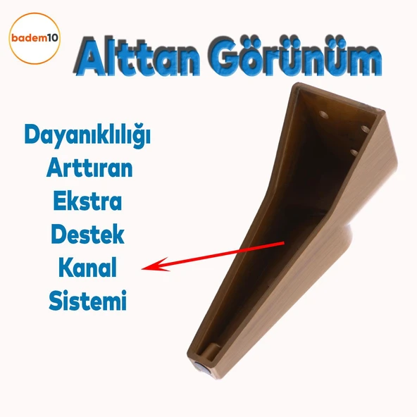 (4 ADET) Nota Ceviz 19 Cm Mobilya Kanepe Tv Ünitesi Koltuk Ayağı Ayakları Ahşap Desenli - 4