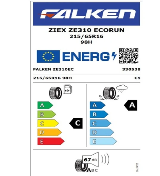 Falken 215/65 R16 TL 98H ZIEX ZE310 ECORUN Yaz Lastiği (Üretim Tarihi:2025) - Resim 2