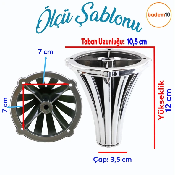 (4 ADET) İstanbul 12 cm Krom Mobilya Kanepe Koltuk Tv Ünitesi Konsol Ayağı Ayak Ayakları - Resim 2