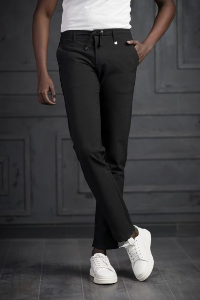 Slimfit Beli Lastikli Ve İplikli Likralı Gofre Kumaş Jogger Pantolon - 10