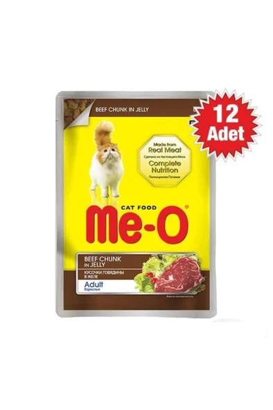 Me-O Pouch Dana Etli Yetişkin Kedi Yaş Maması 80 Gr x 12 Adet